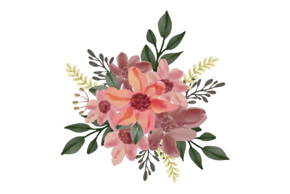 Arrangement of Pink Floral Watercolor Illustrations