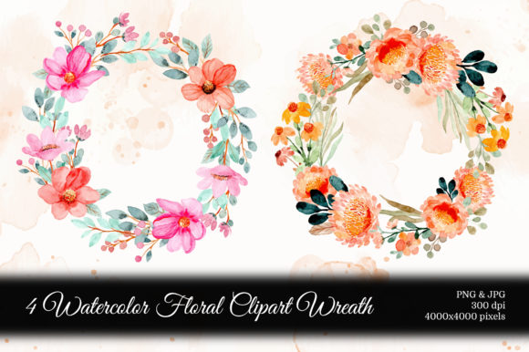 Digital Clipart Floral Watercolor Part.9 Illustrations