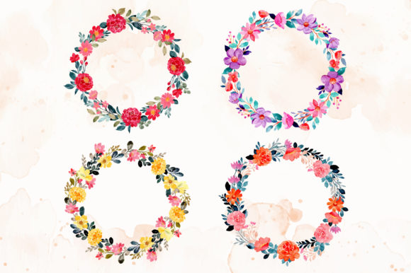 Digital Clipart Floral Watercolor Part12 and Illustrations