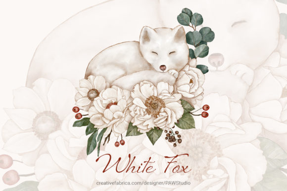 Floral Fox Watercolor Sublimation Illustrations