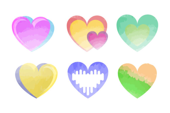 Heart Shape Watercolor Illustrations