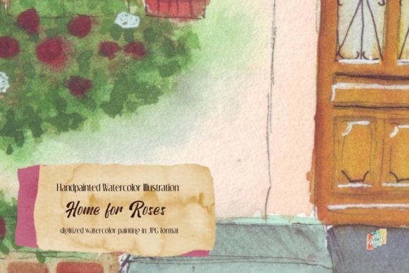 Home for Roses Watercolor Painting and Illustrations