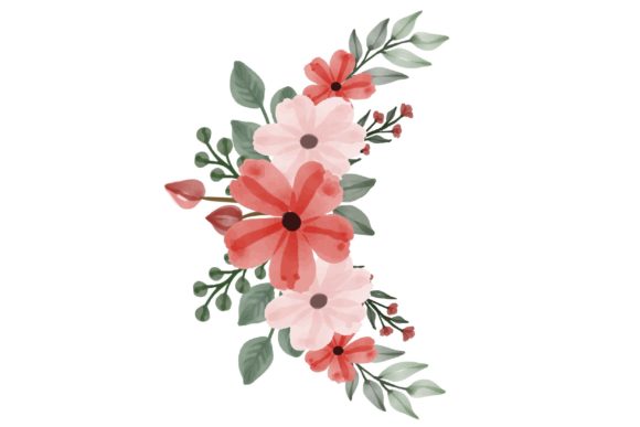 Orange Watercolor Floral Frame Illustrations
