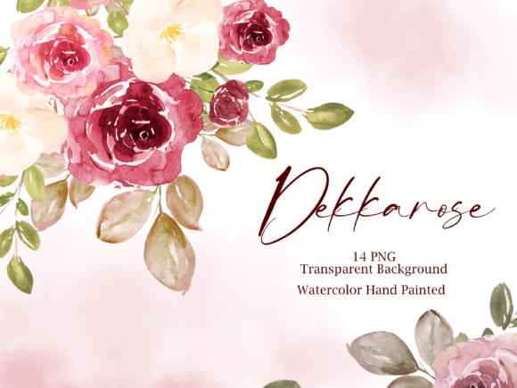 Rose Flower Clipart Watercolor Illustrations