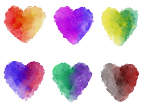 Set of Heart Watercolor Illustrations