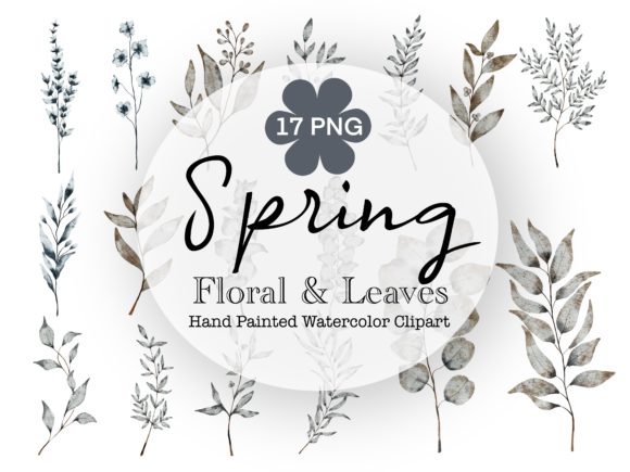 Spring Floral and Leaves Watercolor Illustrations