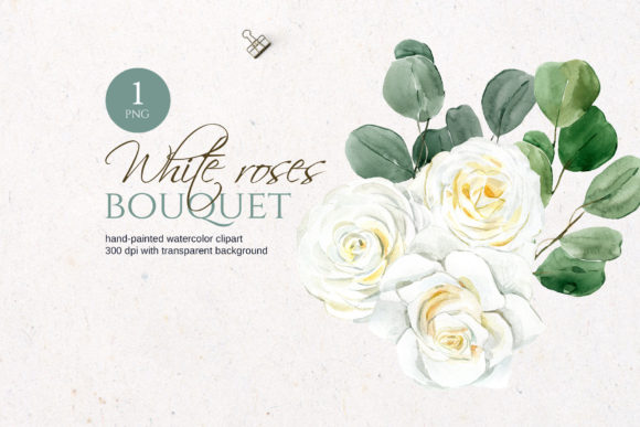 Watercolor Bohemian Roses Bouquet Illustrations