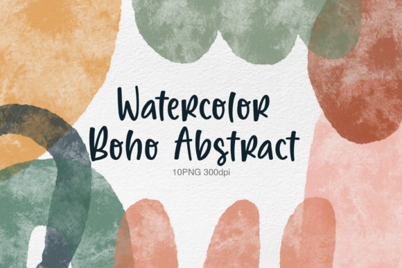 Watercolor Boho Abstract Shape Clipart for Illustrations