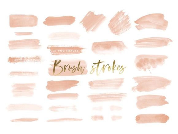 Watercolor Brush Strokes in Peach