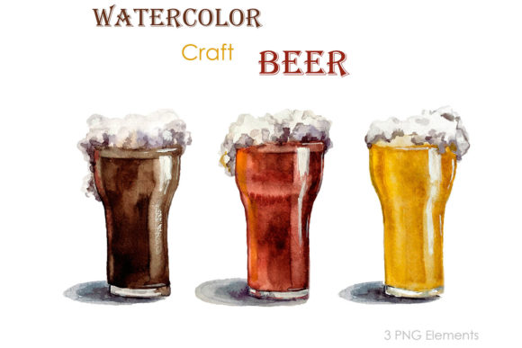 Watercolor Clipart Hand Painted Beer Png and Illustrations