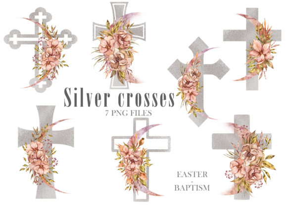 Watercolor Easter Crosses Clipart and Illustrations