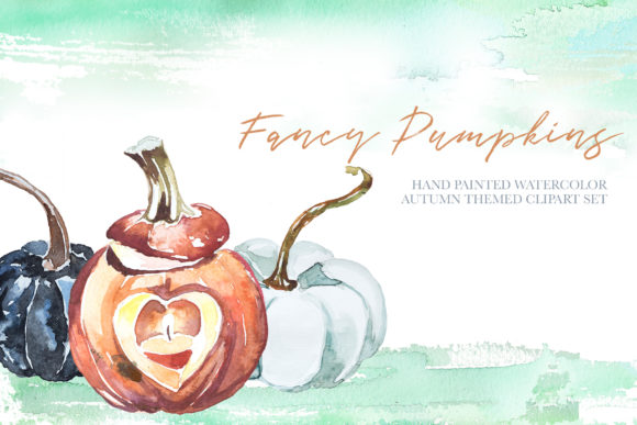 Watercolor Fancy Pumpkins Clipart Set