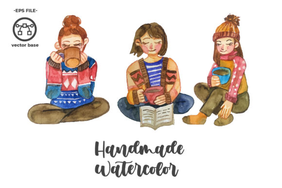 Watercolor Girl Bundle Set & Illustrations