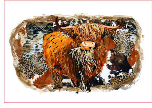 Watercolor Highland Cow Png Cowhide Illustrations