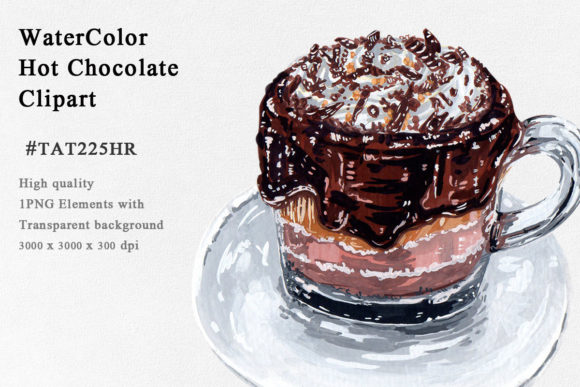 Watercolor Hot Chocolate Clipart and Illustrations