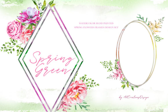 Watercolor Spring Green Frames Designs