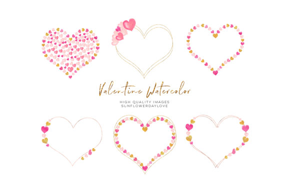 Watercolor Valentine Heart Gold Clipart and Illustrations