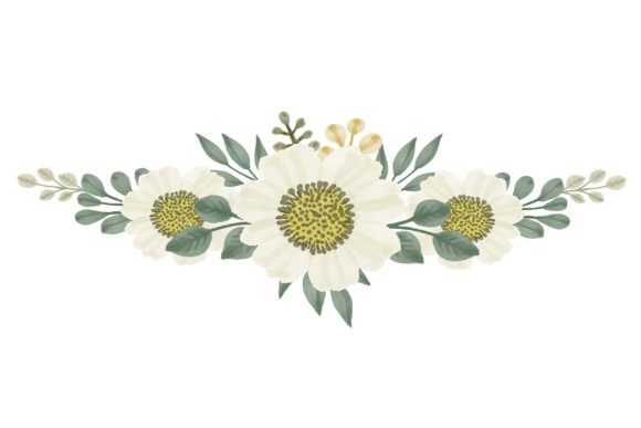 White Floral Watercolor Frame Illustrations